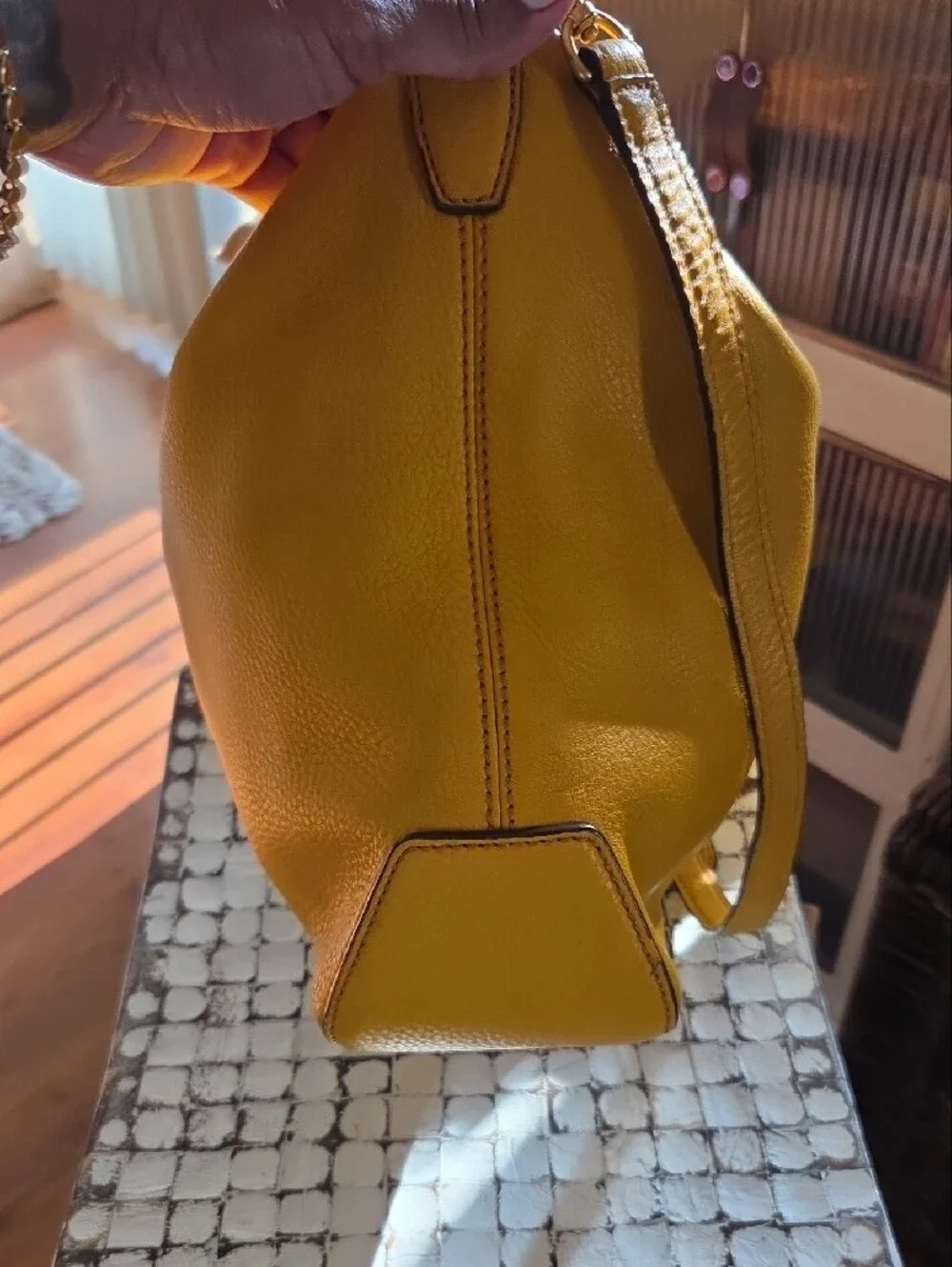 MCM Mustard Yellow Leather Shoulder Bag
